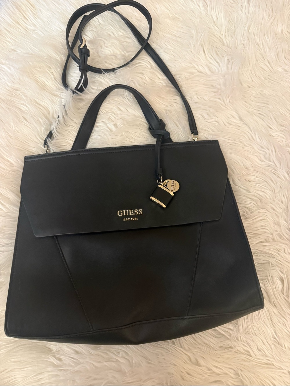 Guess Shawna top-handle satchel work bag with a detachable crossbody strap